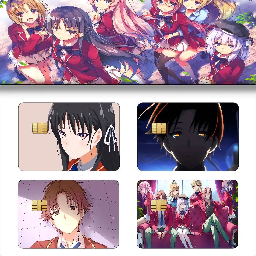 Anime Classroom Of The Elite Anmie 4pcs 1Set Sticker Film Skin Cover For Credit Card Debit Bank Card Front