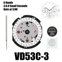 Original VD53 Movement TMI VD53C Movement Size:12 ¾‴ Height:4.57mm 6 hands Chrono (sec, 60 min) 24 hour/date 3,6,9 Small Seconds