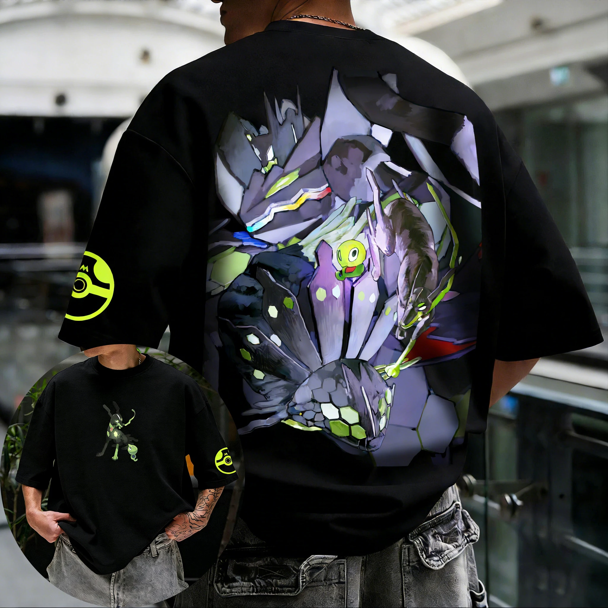 

Pokémon Anime Zygarde Collaboration Pure Cotton Unisex T-shirt 2026 Summer New Street Hip-hop Loose Casual Y2K Parent-child Top