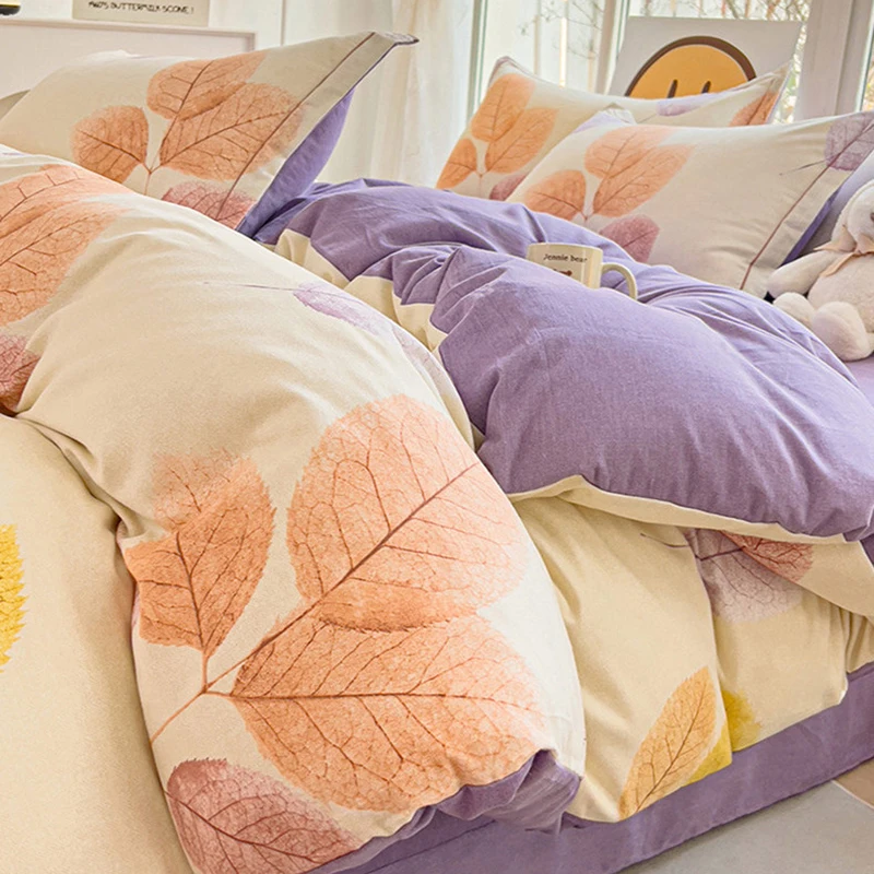 2025 New Thickened 100% Cotton Bedding Sets Brushed Skin Friendly Printed Duvet Cover Set Single Double Bed Bedclothes for Home