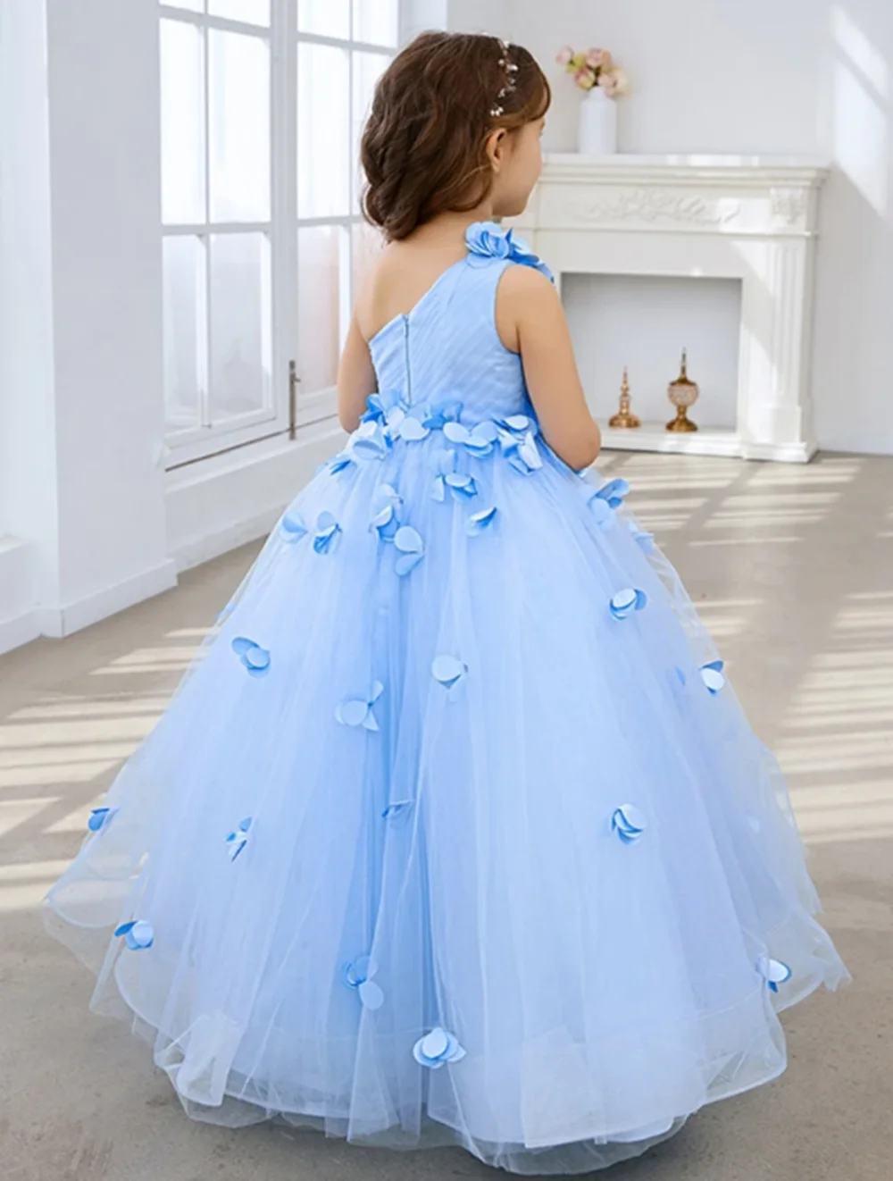 Flower Girl Dress Baby Toddler Tulle Birthday Gown Kids Clothes For Wedding Birthday Party Short Sleeve Gown