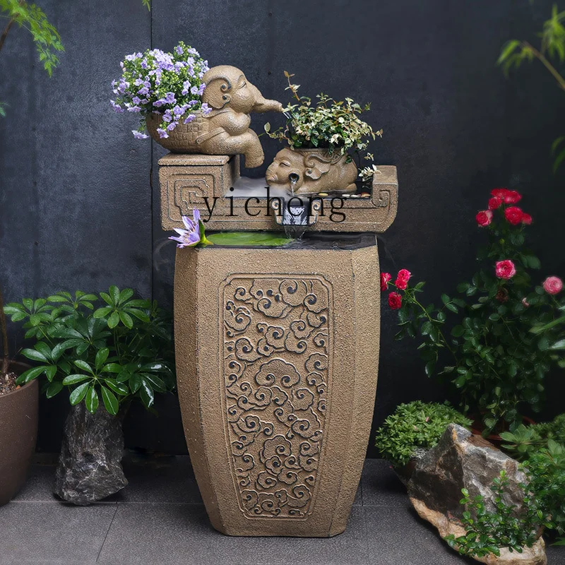 M-b8 Water Feature Outdoor Landscape Flowing Water Ornament Circulating Water Terrace Fish Pond Outdoor Fish Tank Fountain