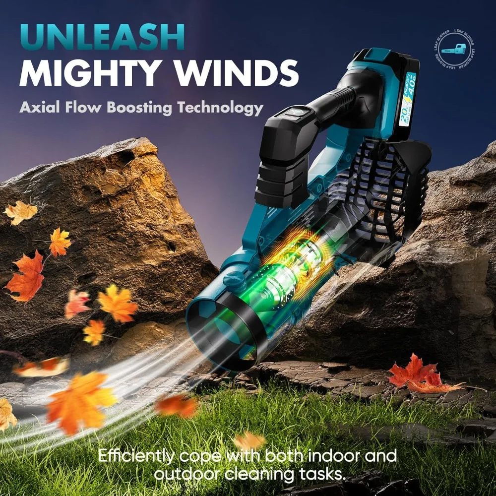 منفاخ أوراق الشجر اللاسلكي - تحديث 2025 150000 دورة في الدقيقة و3 مستويات سرعات منفاخ أوراق شجر كهربائي مع بطارية وشاحن 2 × 4.0 أمبير في الساعة #3