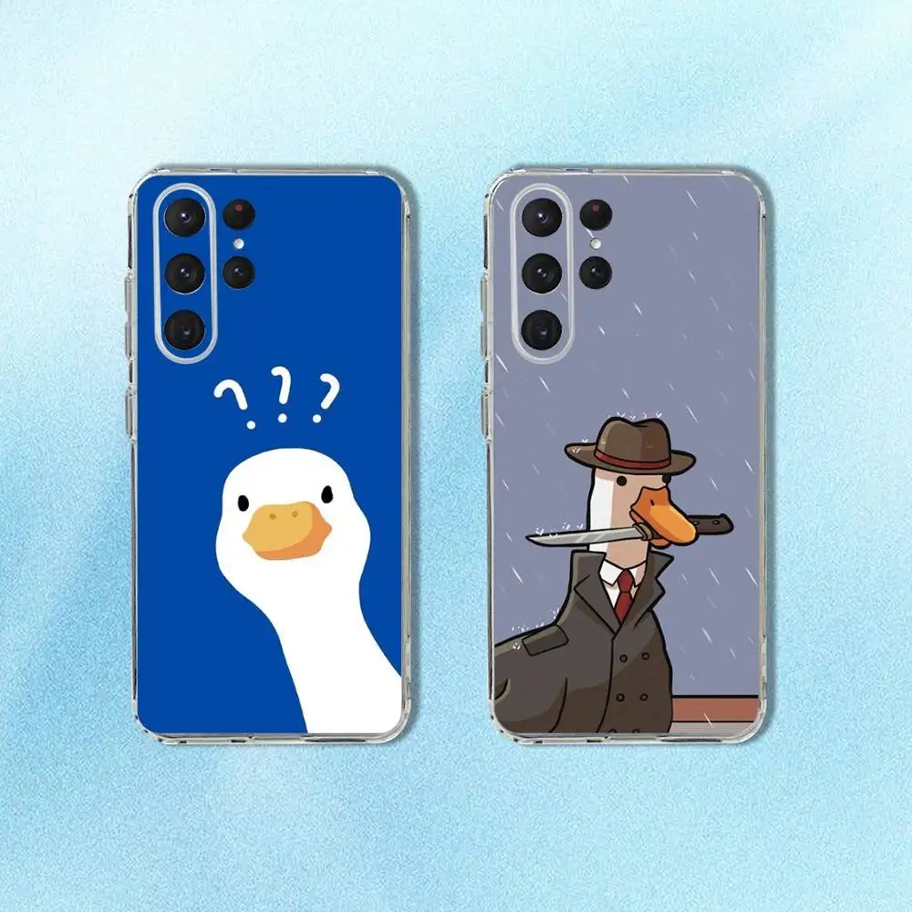 

Cute Duck Phone Case For Samsung S24,30,21,22,23,20 FE,lite,PIus,Ultra,5G,Note,9,10 Transparent Cover