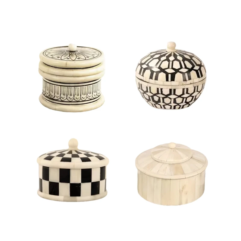 

Retro high-end exquisite round storage box, storage tank decorative box