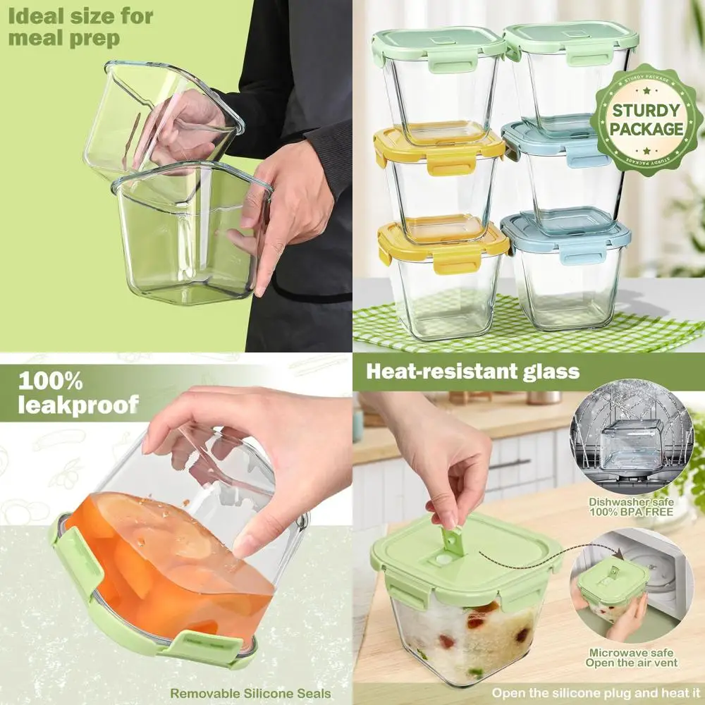 

Стеклянные контейнеры для пищевых продуктов на 32 унции с крышками, высококачественные контейнеры для приготовления блюда из боросиликатного стекла на 4 чашки для супа, мороженого, путешествий и деликатесов,