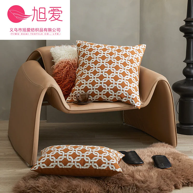 Yjq 2pcs 50 * 50cm simple style high-precision geometric model room sofa backrest cover bedside square throw pillow with core