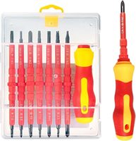 Insulated Electrician's Screwdriver Set - 14 in 1 Magnetic Screwdriver Kit Electrical Multifunction Interchangeable CR-V Screwdr