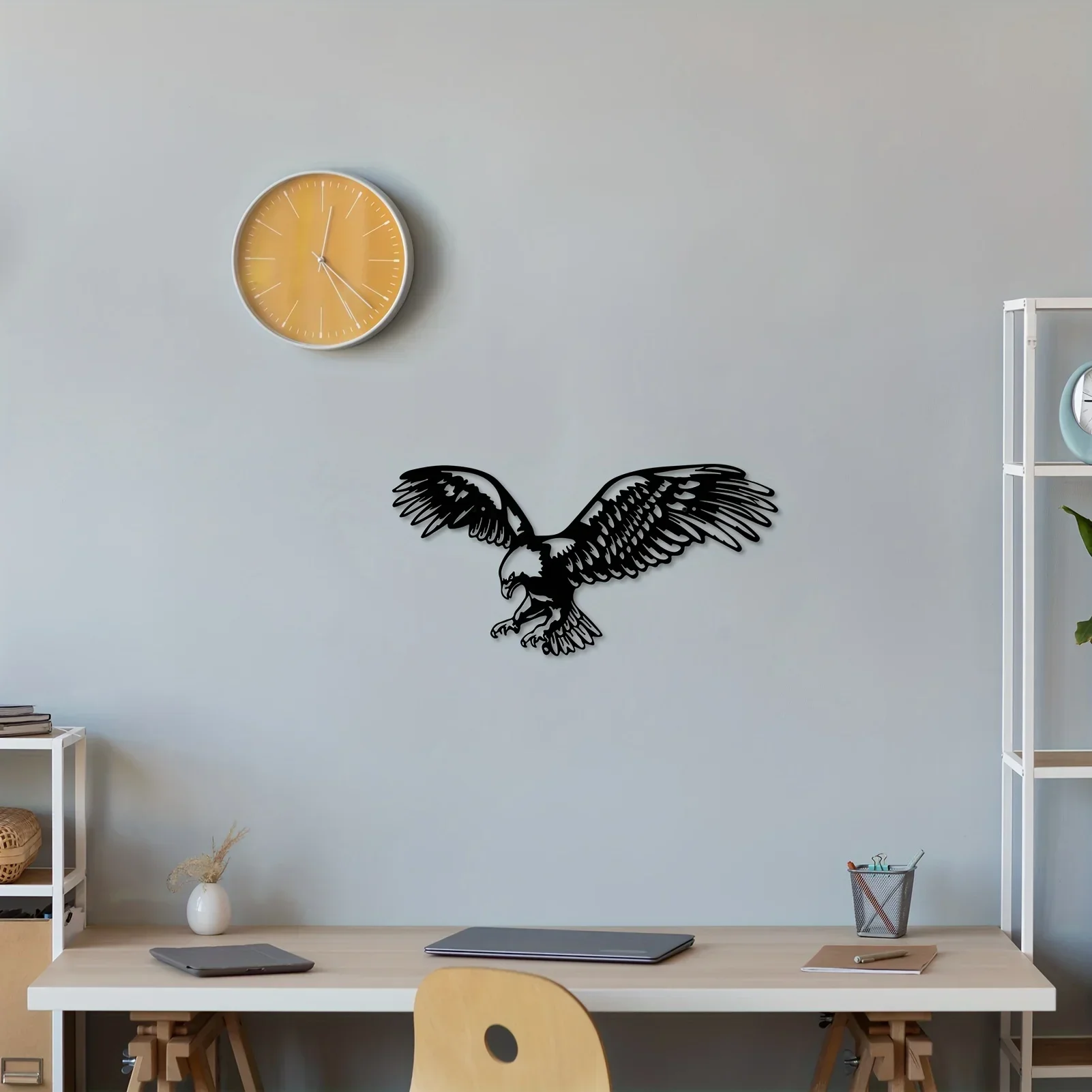 Hello Young Metal Bald Eagle Home Art Decor Bird Decoration Suitable for Living Room Courtyard Wall DecorHalloween Room Decor Go