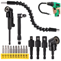 17Pcs Flex Drill Extension Kit Socket Adapter Hex Shank Right Angle Drill Screwdriver Bits Angled Bendable Adapter