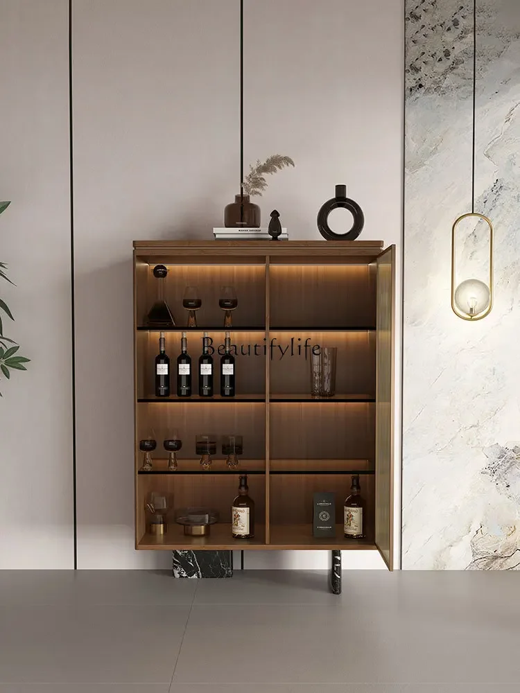 

03.Italian light luxury wine cabinet antique living room wall locker home display