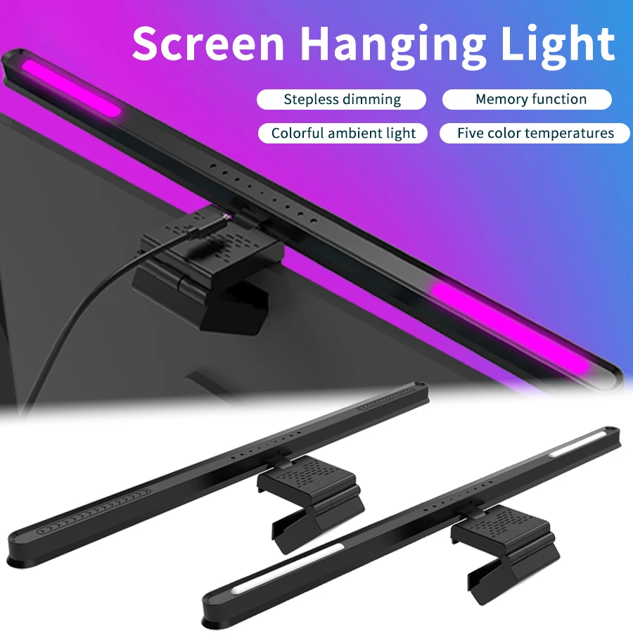 51cm RGB LED Monitor Light Bar Computer Screen Hanging Lights Dimmable Desk Lamp Night Light Work Study Reading Gaming Lighting