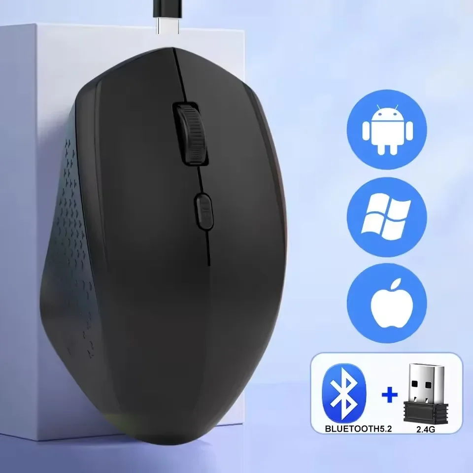 Bezprzewodowa mysz USB 2,4 GHz Bluetooth 5.2 1600 DPI Mysz akumulatorowa do tabletu MacBook Odbiornik laptopa do akcesoriów PC