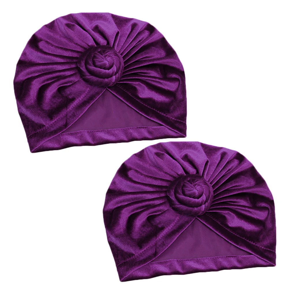 

2pcs Soft Hats For Stylish African Head Wrap Elastic Comfortable Caps Stretchy Headwear Ethnic Bohemian Design Decorative Hair