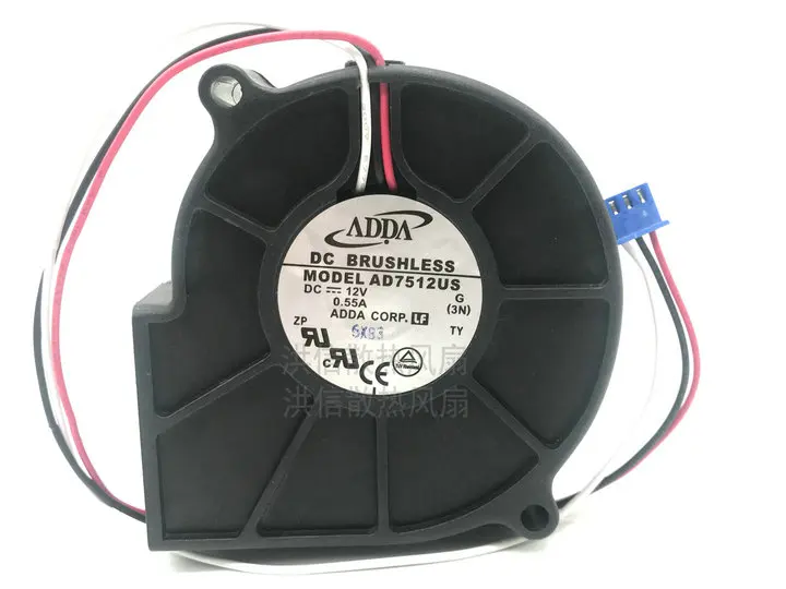 

1 шт. * НОВЫЙ ОРИГИНАЛЬНЫЙ AD7512US DC12V 0,55A 7530 75*75*30 мм охлаждающий вентилятор радиатор