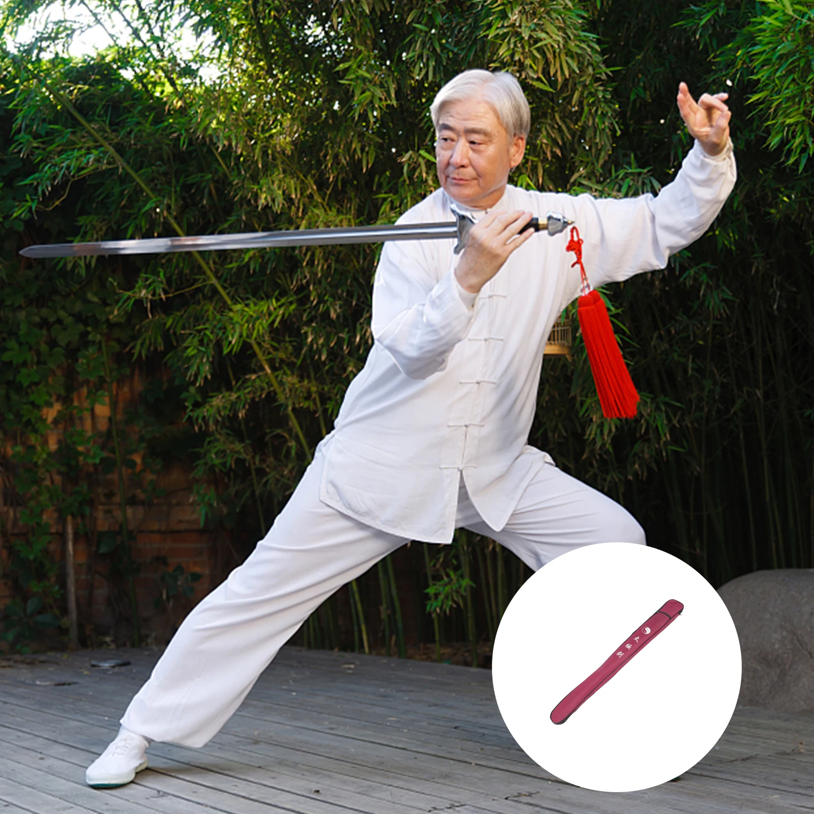 

Sword Bag Purple Canvas Taichi Sword Case Lightweight Portable Martial Carrier Training Equipment