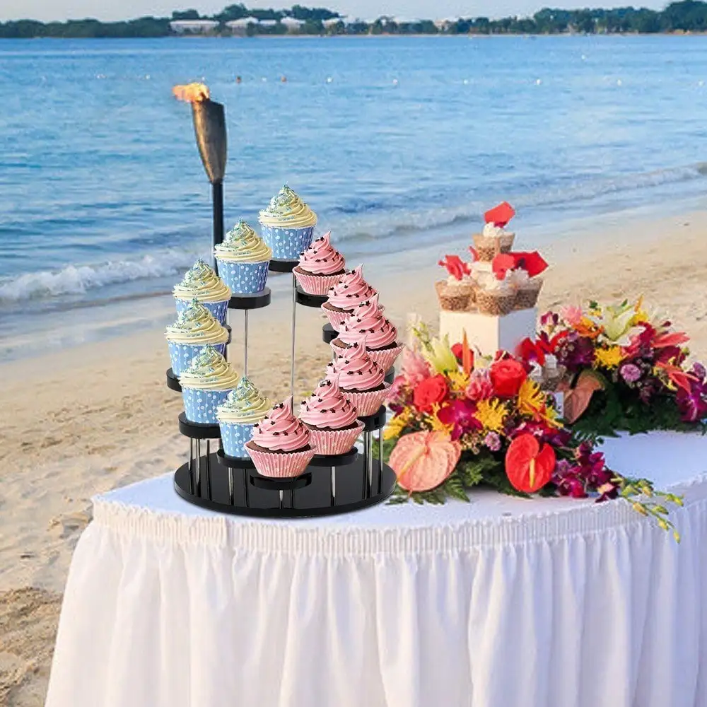 1pc 12-Tier Round Acrylic Multi-Purpose Display Stand Base for Cupcake Jewelry Mini Statue Decor Ideal for Wedding Accessories