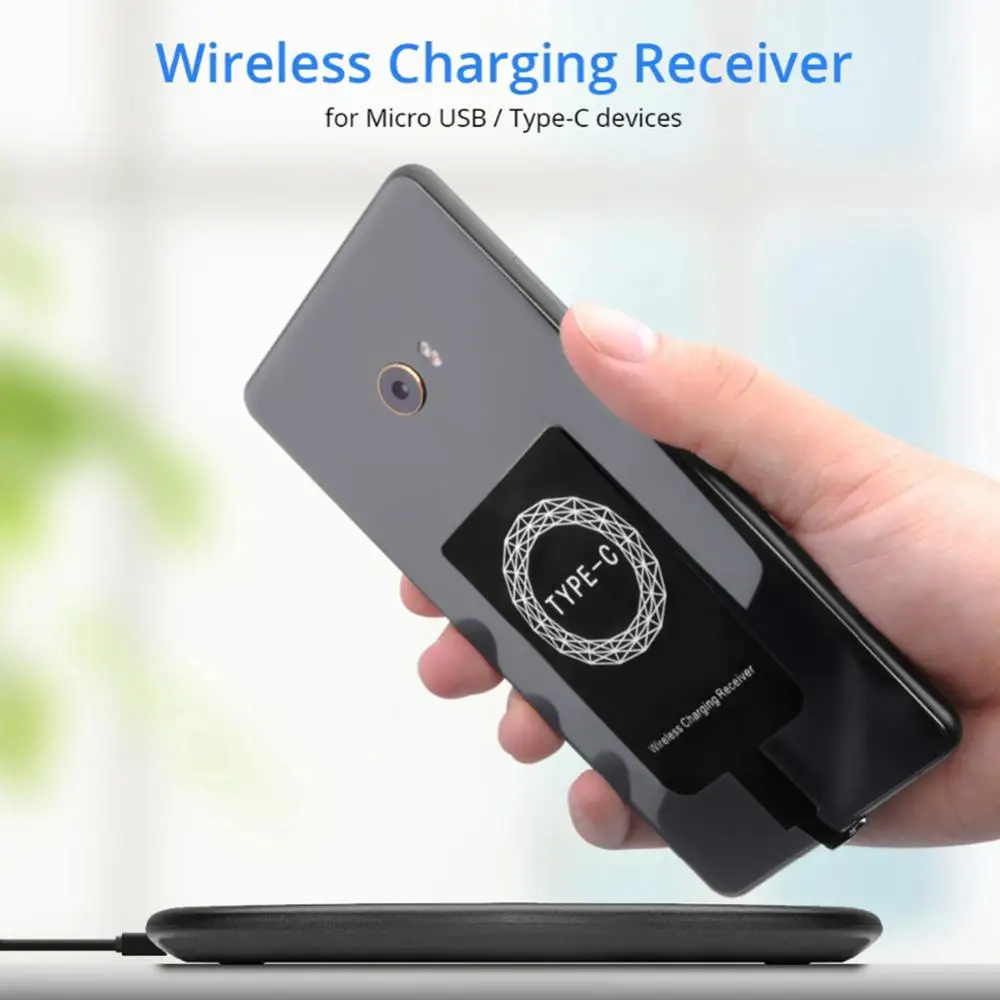 Portable Sticky USB Type C Qi Wireless Charging Receiver for iPhone