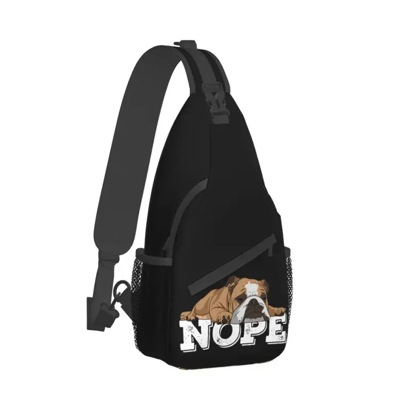 Cool French Bulldog Says Nope Sling Bags for Cycling Camping Men's Funny Animal Dog Crossbody Chest Backpack Shoulder Daypack