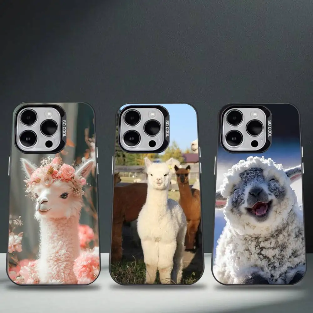 

Kawaii Alpaca lovely Phone Case For iPhone 16,15,14,13,12,11,8,7,Pro,Max,Plus,Mini,XS,SE Anti Fall Black Matte Hard