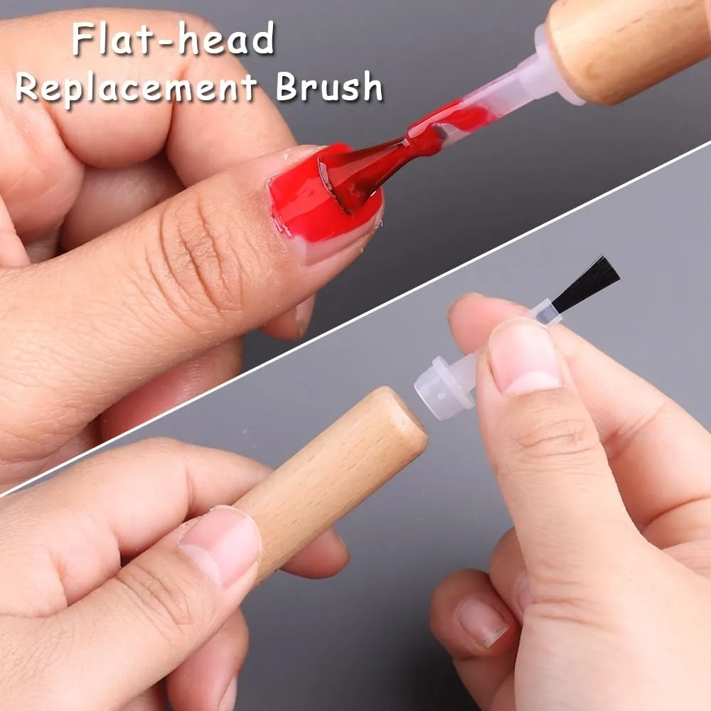 Austauschbare Bürstenköpfe, Nagelstift-Werkzeug-Set, 3-in-1, multifunktional, einfache Maniküre, Nagelkunst-Pinsel, starker Magnet, Maniküre-Werkzeug