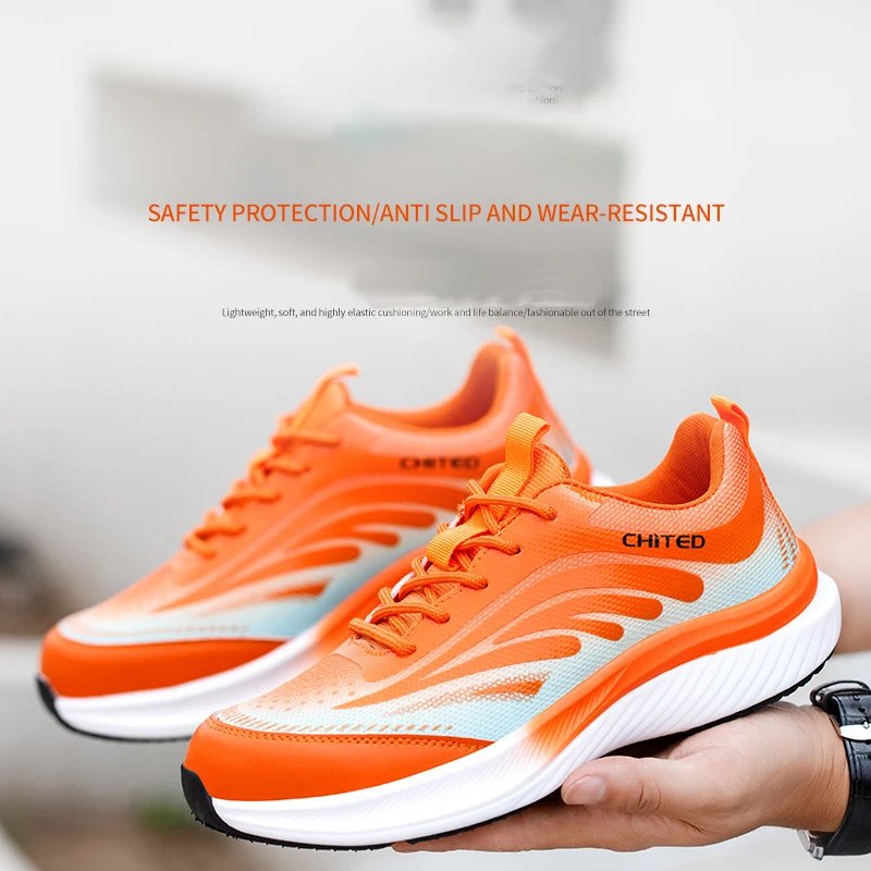 Anti Pncture Women's Labor Protection Anti Impact Light Elastic EVA Sole Flying Woven Safety Shoes Workshop Work Shoes