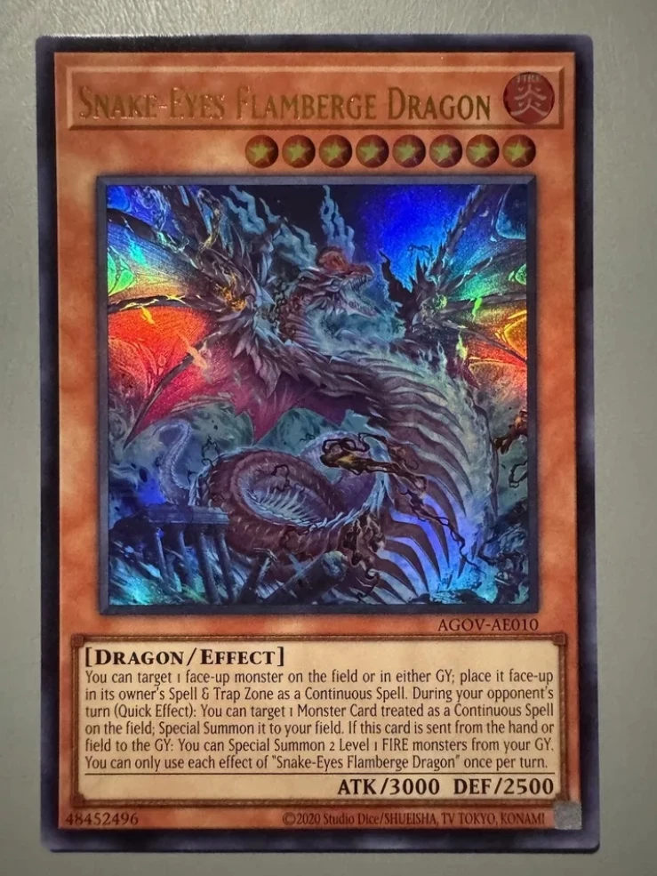 Yugioh KONAMI อสูรกายดวลมอนสเตอร์ AG0V-AE010ลายมังกรฟลามเบิร์กสร้อยข้อมือพิเศษการ์ดเก็บสะสมเหรียญกษาปณ์ภาษาอังกฤษ