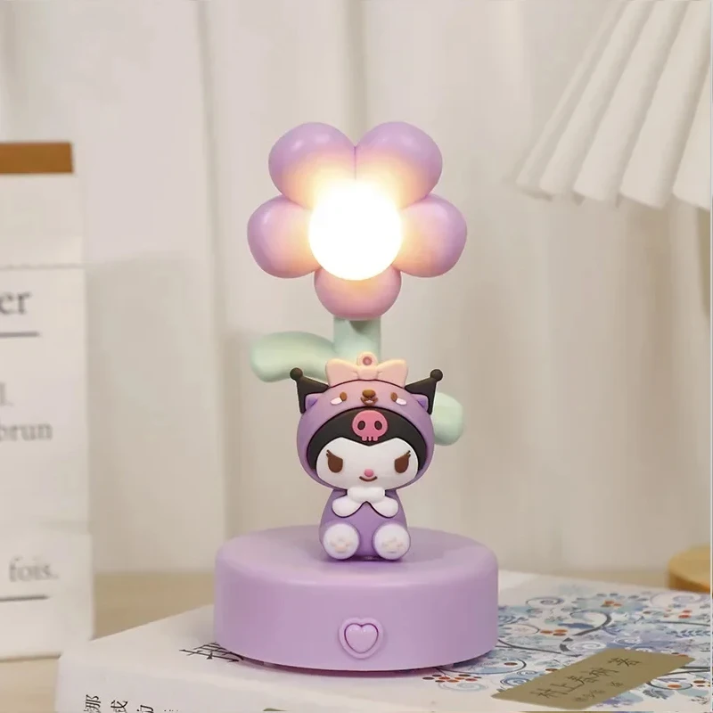 Sanrio Night Light Kuromi Hello Kitty Kawaii Sun Flower Modeling Desk Lamp Anime Cartoon Desktop Decorations Room Lighting