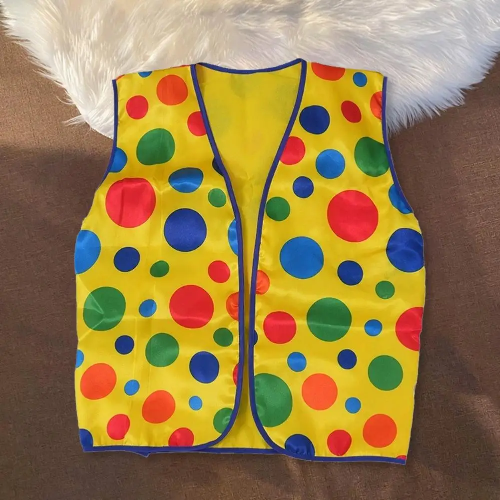 

1Pc Clown Vest Costume Unisex Halloween Clown Costume Open Stitching Yellow Dot Print Clown Vest for Halloween Party Performance