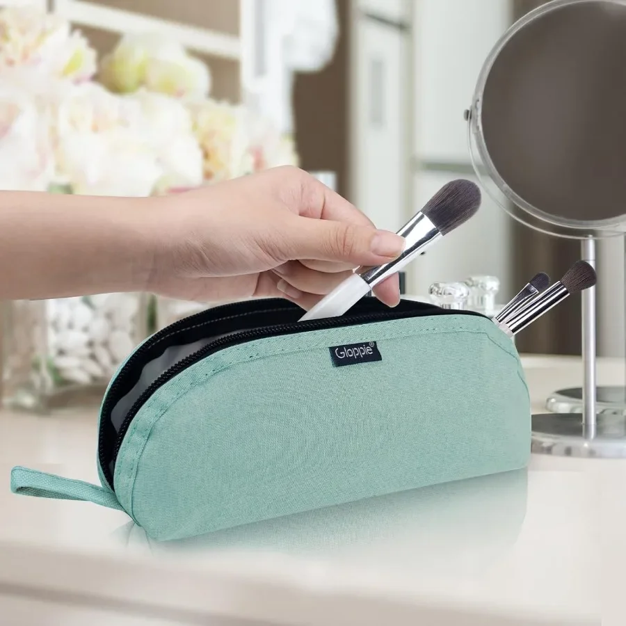Porta pennelli per trucco da viaggio Gloppie Borsa per trucco piccola Borsa per cosmetici compatta Custodia per cosmetici portatile per organizzare pennelli Onthego