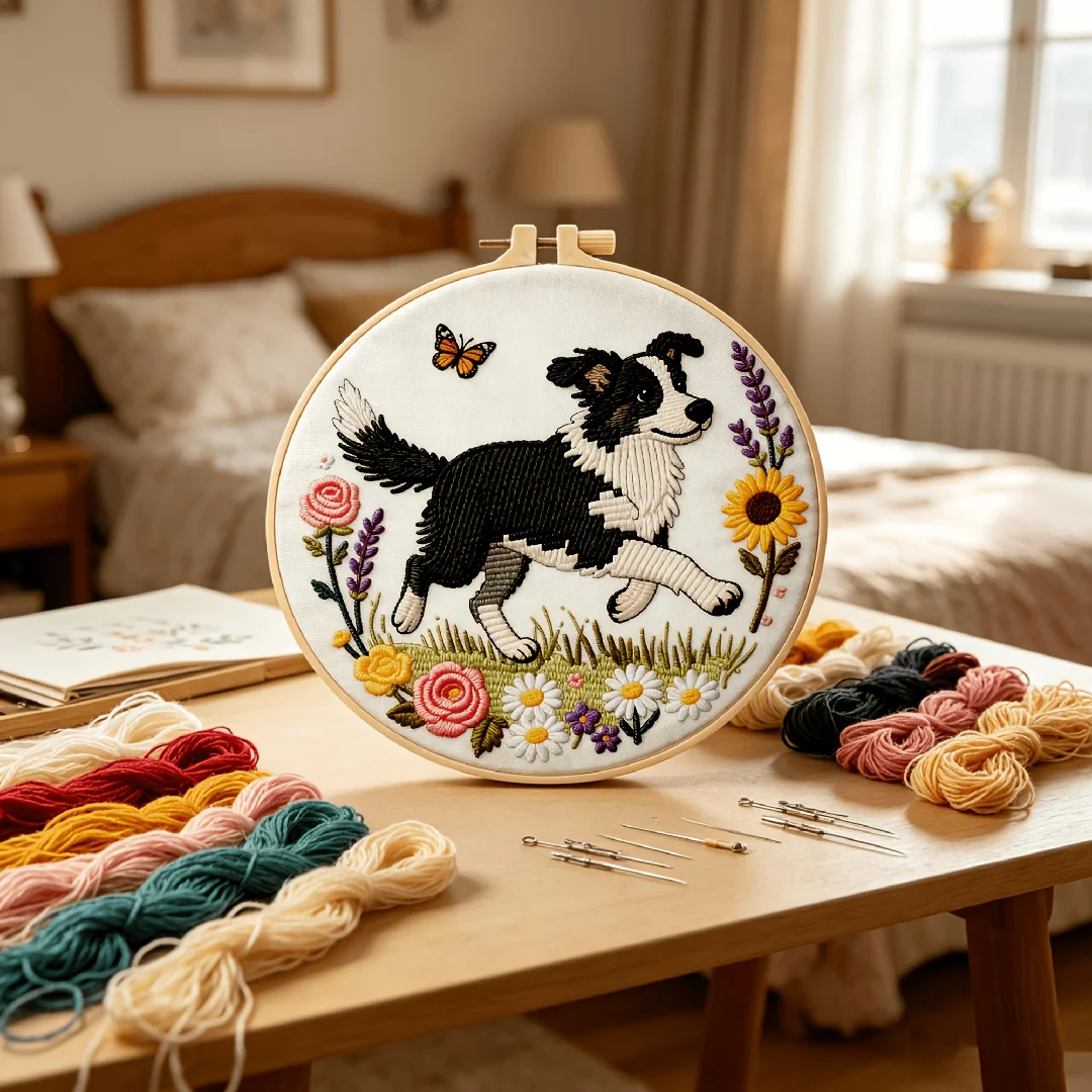 DIY-Stickerei-Set für Anfänger Komplettes Kreuzstich-Set mit Muster, Stoff, Faden, Stickrahmen Handgemachtes Nähhandwerk Geschenk