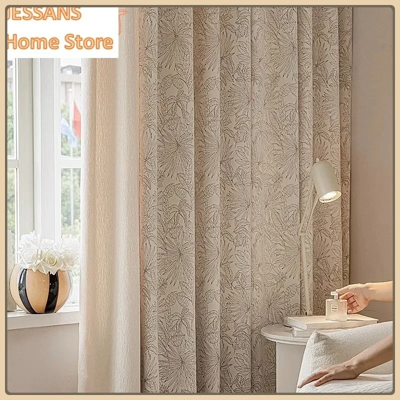 Custom Size Jacquard Curtains for Living Dining Room Bedroom French Light Luxury Modern Simple Upscale New Blackout Premium