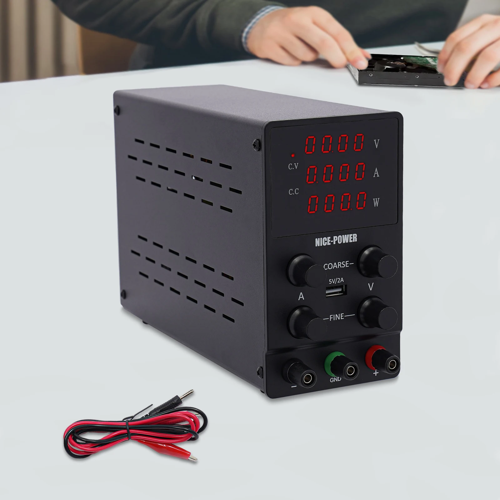 Regulated Power Supply Laboratory Part DC Adjustable Network Device with 4-digit LED Display Black