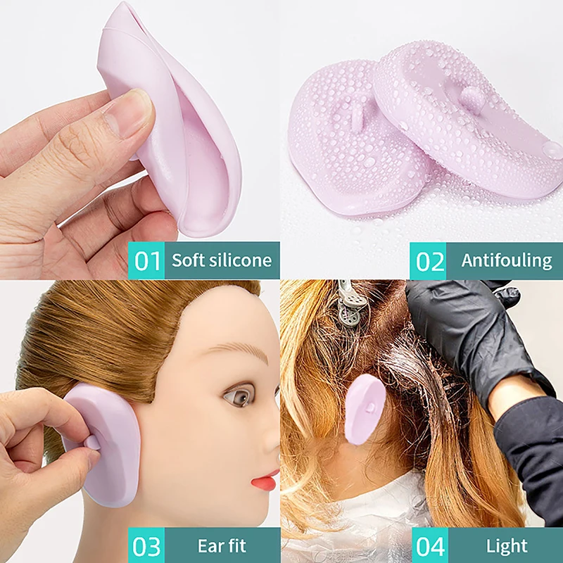 Cubierta de silicona para las orejas, Protector para teñir el cabello, impermeable, para salón de belleza, orejeras, accesorios de estilismo para ducha, 1 par