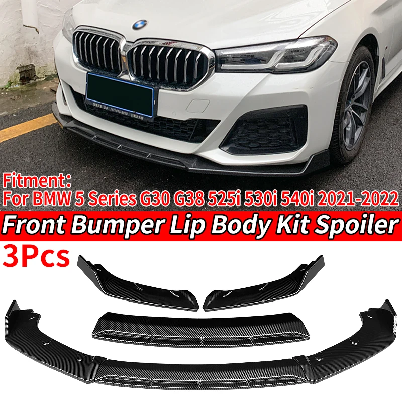 

Car Front Bumper Lip Body Kit Spoiler Diffuser Guard Carbon Fiber Look ABS For BMW 5 Series G30 G38 525i 530i 540i 2021-2022