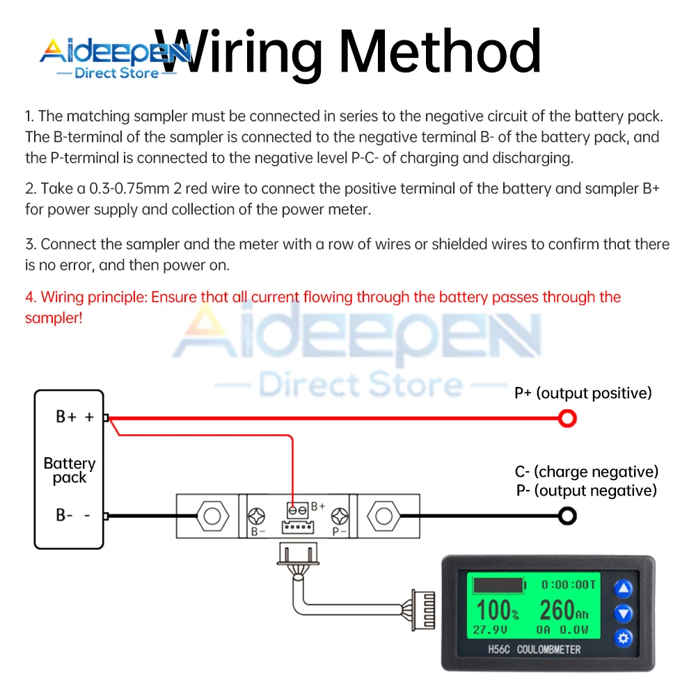 Imagem -03 - Coulomb Meter Capacidade do Monitor Display Lcd Coulomb Tester Voltímetro Detecção de Amperímetro 100a 200a 300a dc 10100v