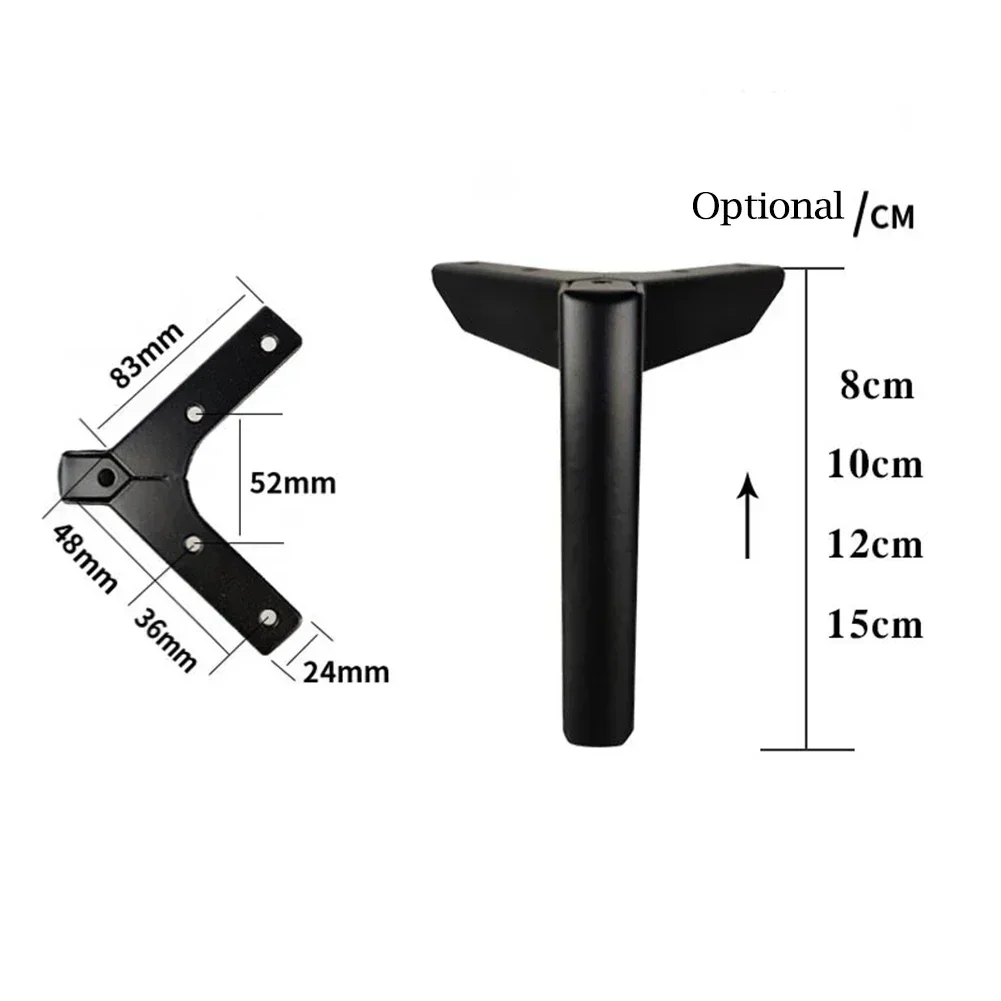 Patas de muebles de Metal para sofá cama, mueble, mesa de centro, TV, banco, silla, pie de escritorio, 8CM/10CM/12CM/15CM, 4 Uds.