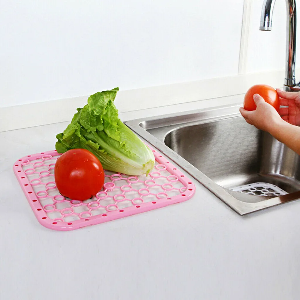 Kitchen Wall-Mountable Sink Drying Mat Heat-Insulating Mat Non-Slip Water-Draining Mats Coaster Pot Holder Dish Drying Mat