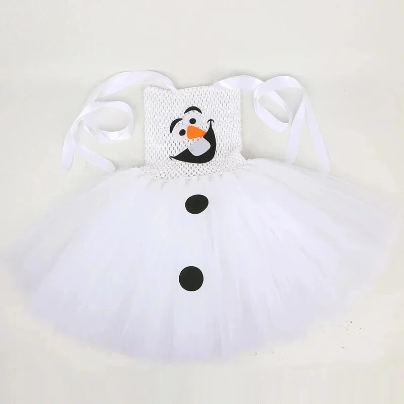New 2026 White Snowman Olaf Tutu Dress for Christmas Holiday Costumes Carnival Halloween Outfit ren Year Clothes COS view 6