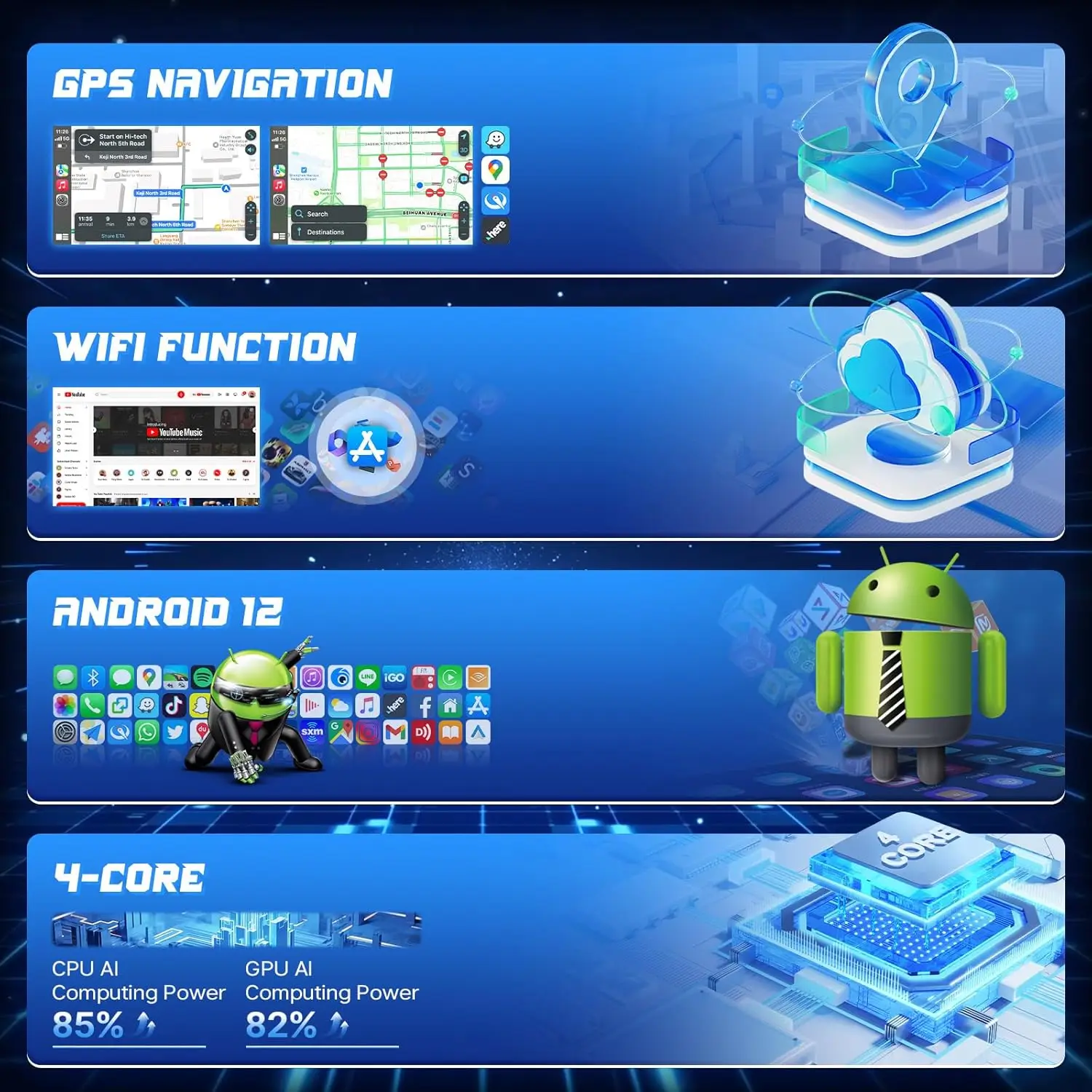 ستيريو سيارة أندرويد لسيارة دودج جراند كارافان 2011-2020، كرايسلر تاون آند كونتري 2011-2016، شاشة لمس 9 بوصة GPS، CarPlay، Android A