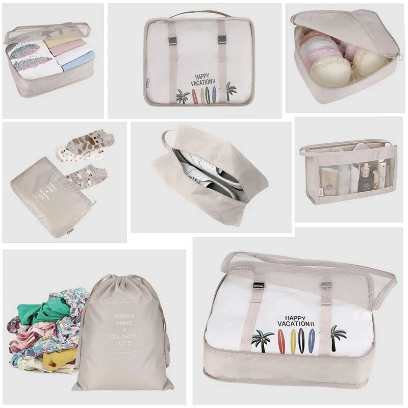 7/8/9 pcs neues Set Reise veranstalter Aufbewahrung taschen große Kapazität Koffer aufbewahrung Gepäck Kleidung Sortierung Organizer Set Schuh beutel