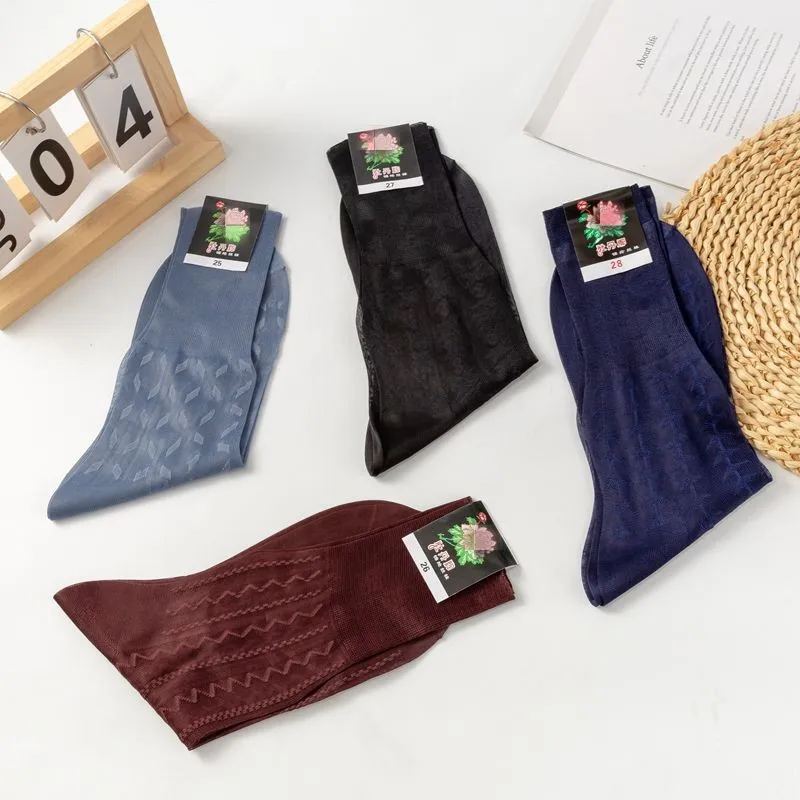 10 Pairs Men Socks Brand Solid Color Loose Vintage Nylon Stockings for Man Summer Ultra Thin Work Business Dress Socks Wholesale