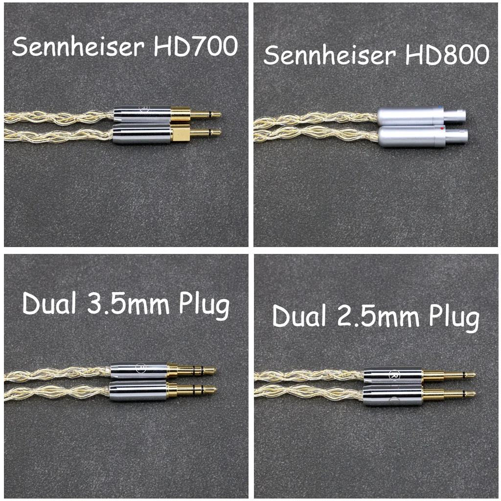 7n Pure Silver 24k Gold 8 Core 99% Earphone Cable For Dual 3.5mm 2.5mm Sennheiser HD700 HD800 Hifiman HE1000se Arya LN008428