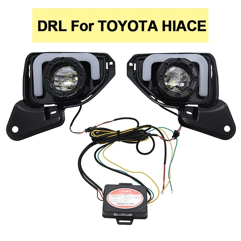 Led DRL Daytime Running Lights Fog Lamp Assembly For TOYOTA HIACE COMMUTER 2014 2015 2016 Daylights Wires Switch Turn Signal