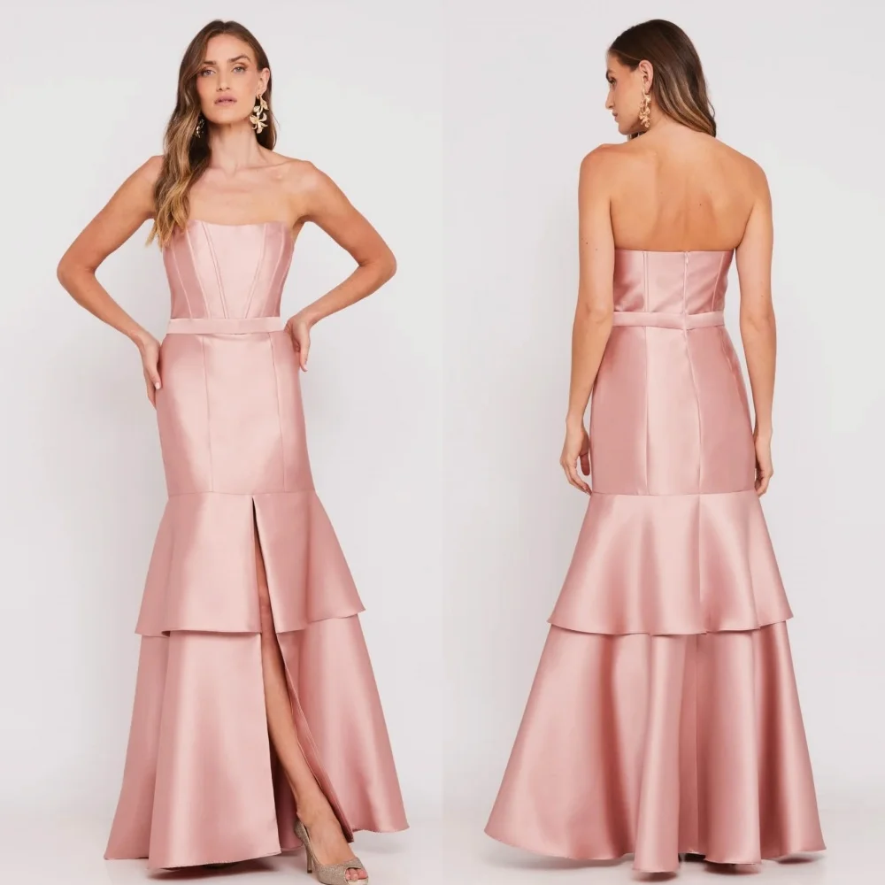 Vestidos largos sin tirantes de sirena con gradas, exquisitos y elegantes, personalizados, vestidos para ocasiones a medida, estilo moderno, Pastrol de moda