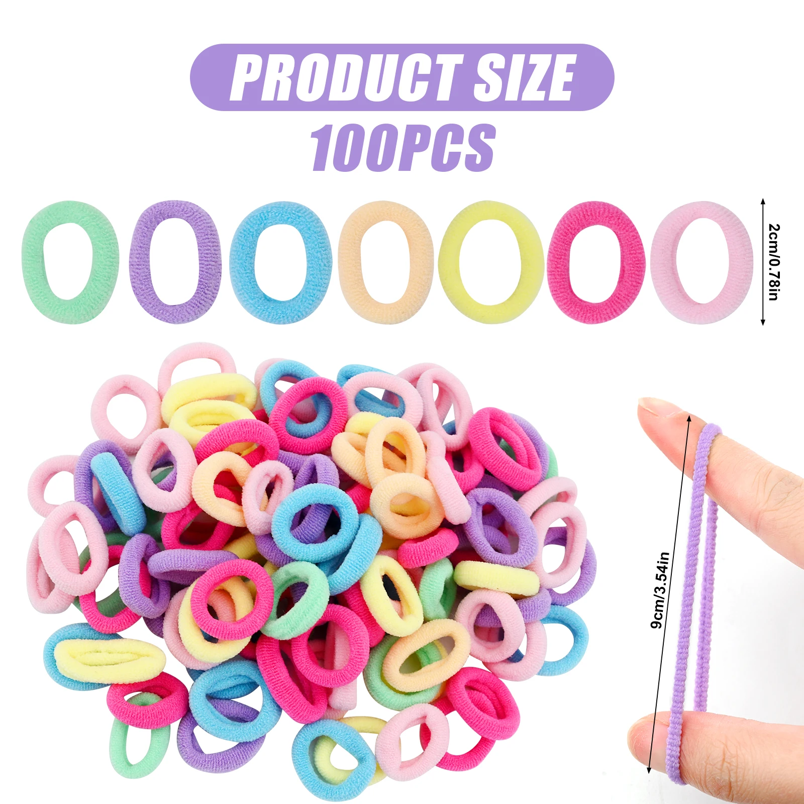 Pack of 100 Baby Hair Bobbles, Hair Scrunchies Children Elastic Small, Tiny Soft Elastic Hair Scrunchies for Children Toddlers