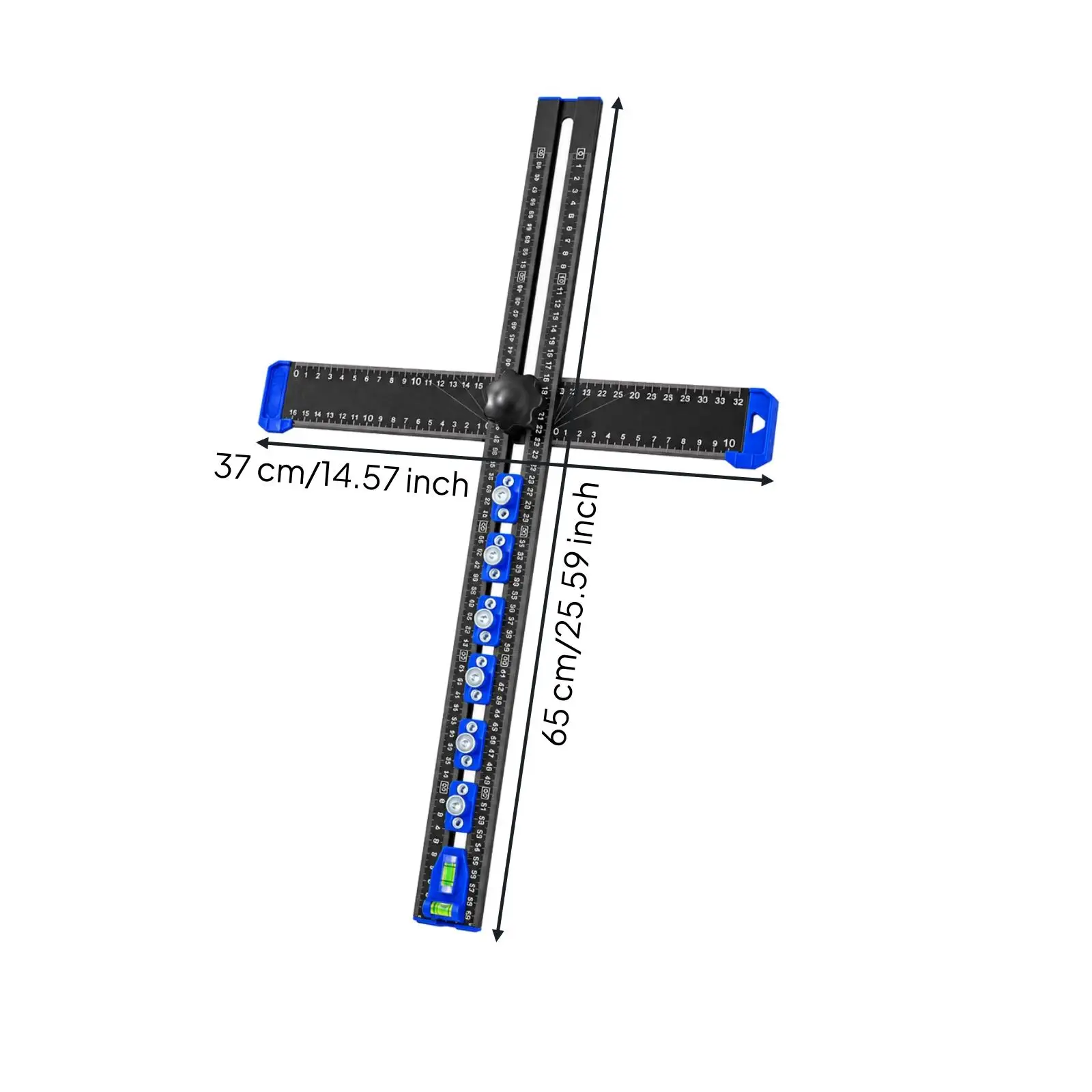 Aluminum Folding T Ruler with Engraved Markings for Carpenter Measuring and Leveling Tool with Blue Ends