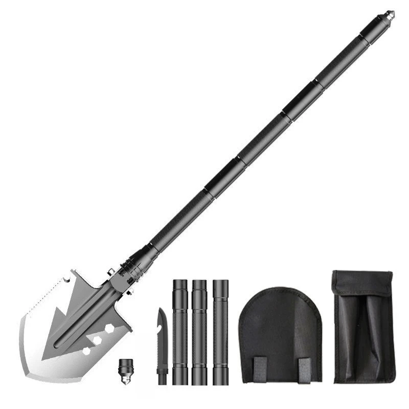 

Foldable Engineer Shovel Detachable Hoe Multifunctional Stainless Steel Camp Shovel Portable Outdoor Survival Self-defense Tools