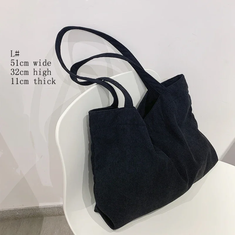 Bolso de mano de pana para mujer y niña, bolsa de compras ecológica reutilizable, de gran capacidad, para invierno