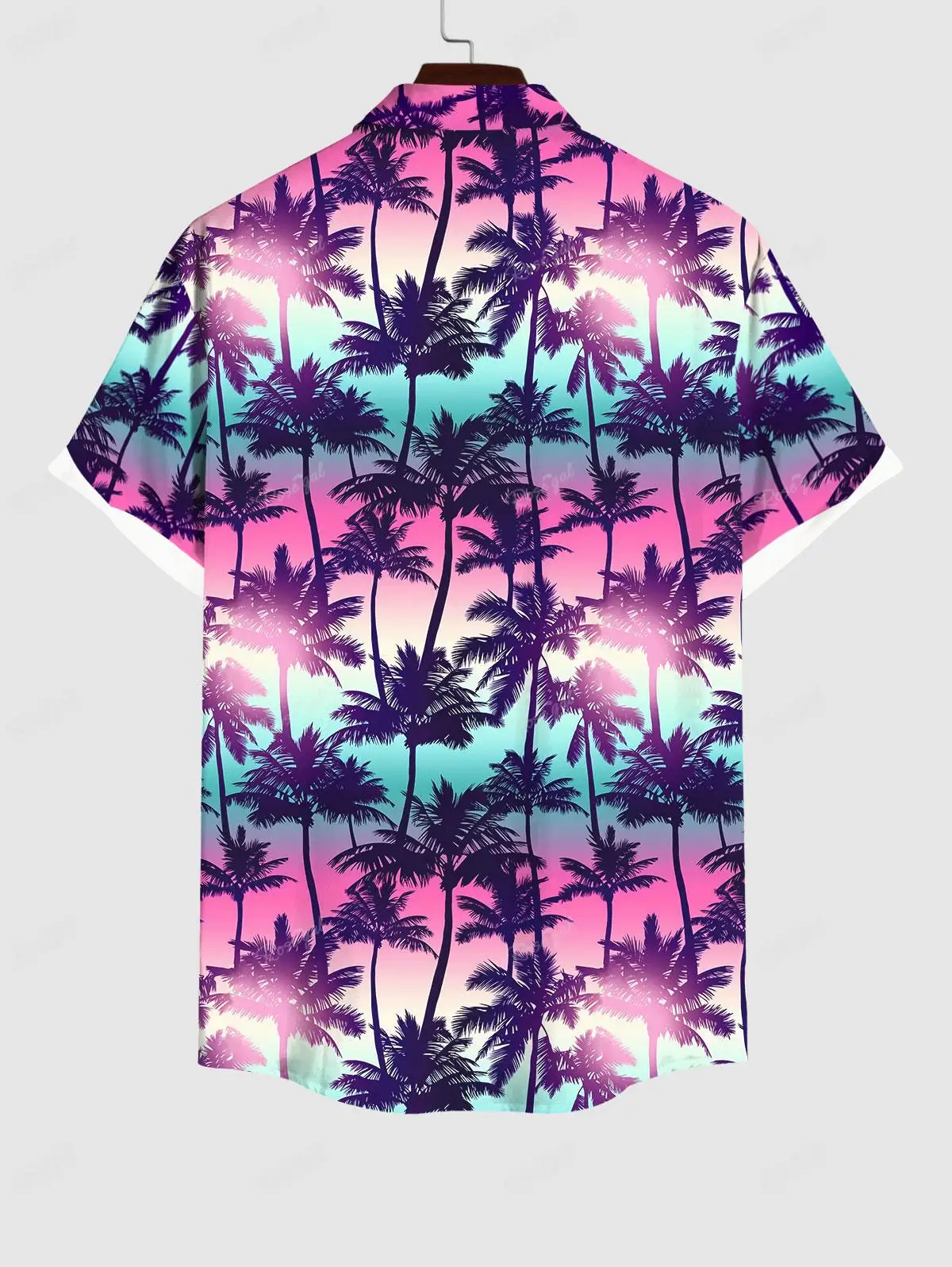 ROSEGAL Plus Size Lovers Matching Set Coconut Tree Ombre Galaxy Print Men Tee And Women\'s Dress Hawaii Beach Outfit